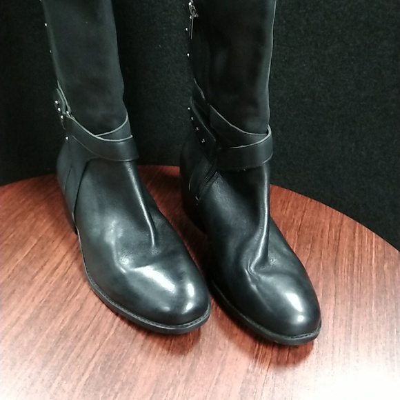 Vince Camuto VC-Bestant Black Leather Over Knee Boots - Size 11M - Picture 2 of 3